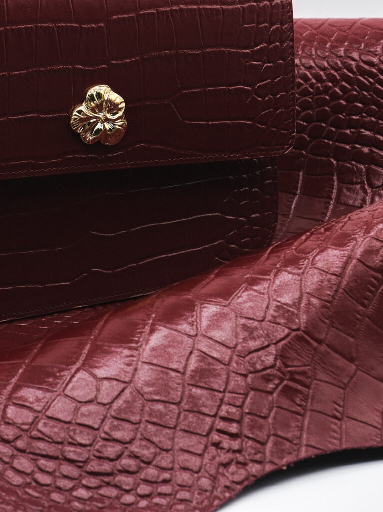 Sac à main en cuir imprimé crocodile et lézard